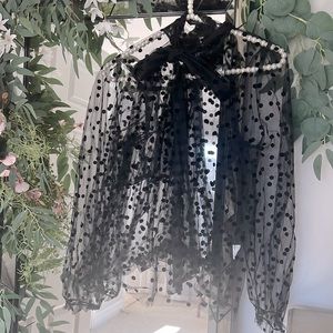 Banana Republic sheer polka dot top